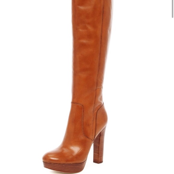 MICHAEL Michael Kors Shoes - Michael Kors Brown Knee Leather Platform Boots 7.5